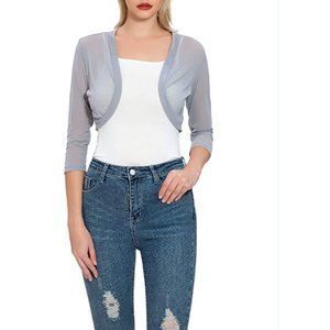 3/4 Sleeve Shrug Open Front Cardigan Bolero Jacket